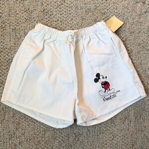 Disney Vintage White Women's Athletic Shorts with Mickey Graphic- Large
